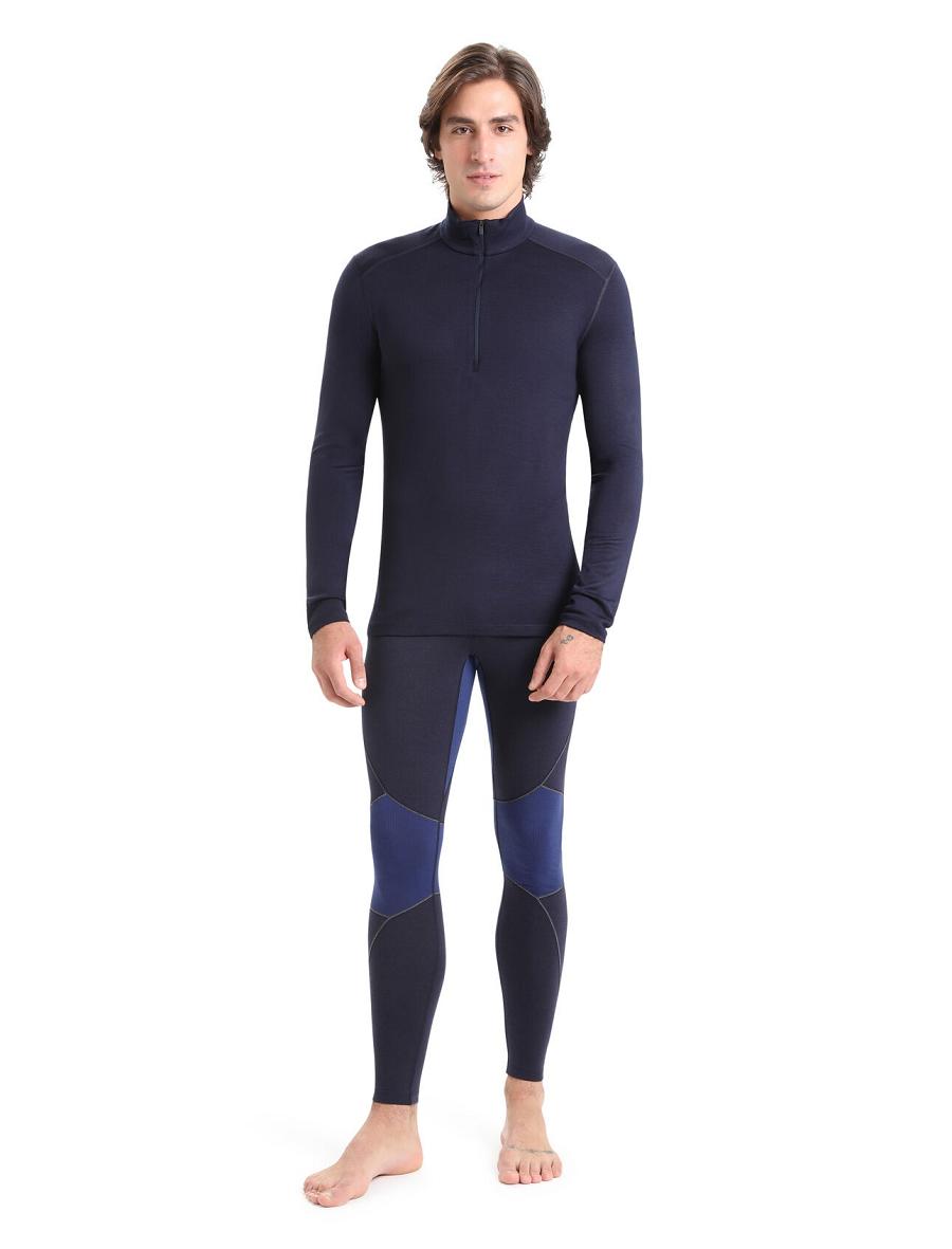 Men's Icebreaker Merino 260 Tech Long Sleeve Half Zip Thermal Top Base Layers Midnight Navy | CA 1562FDNM